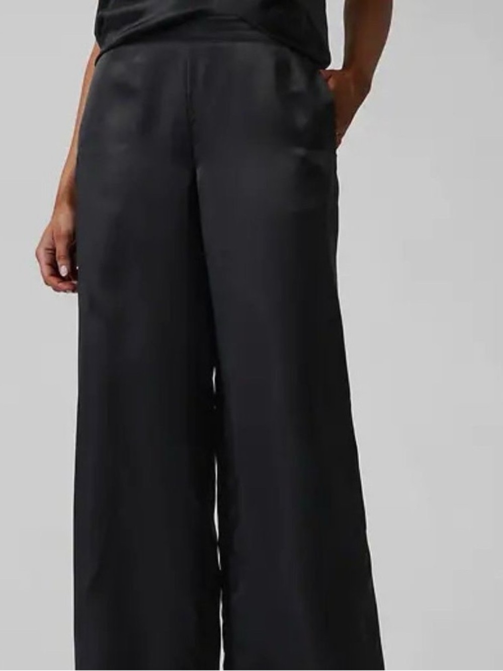 Athleta Calm Cool Pant in Black  Vegan Silk-Cupro SMALL SHINY Luxurious